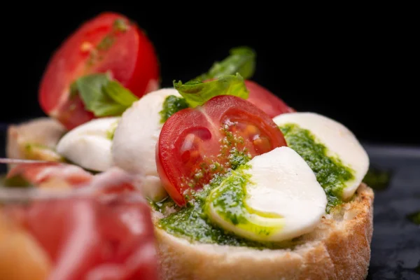 Cottage Cheese with Sliced Tomatoes and Basil