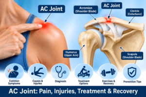 Learn about AC joint pain, injuries, symptoms, arthritis, diagnosis, treatment options, exercises, and recovery tips for better shoulder function.